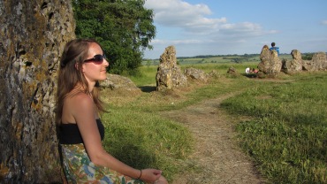 Me meditating at The Rollright Stones at Summer Solstice.