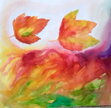 Watercolour leaf observational drawing